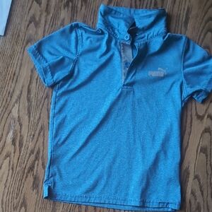 Puma Kids Active Heather Blue Polo Shirt Sz 5